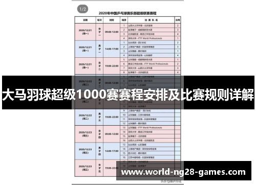 大马羽球超级1000赛赛程安排及比赛规则详解 大马羽球超级1000赛赛程安排及比赛规则详解