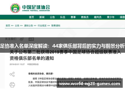 足协准入名单深度解读：44家俱乐部背后的实力与前景分析